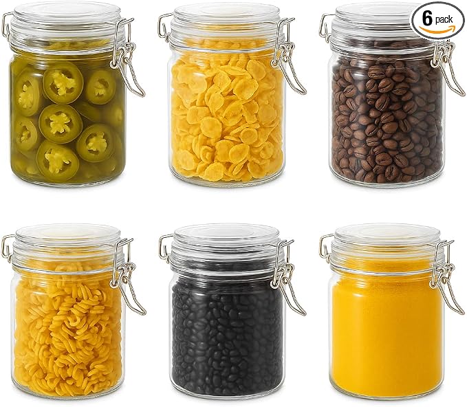 25oz Airtight Glass Jars with Lids, Beans & Spices by Snaiio