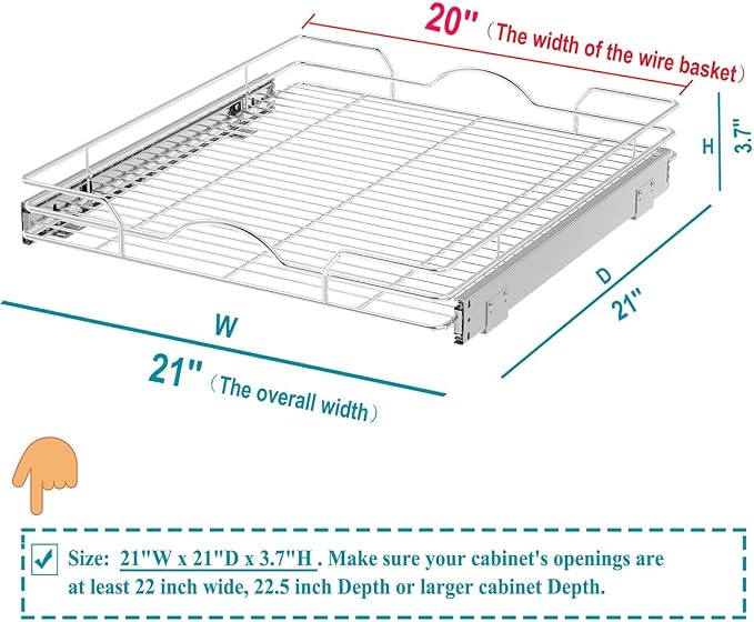 OCG Pull Out Cabinet Organizer, Pull out Shelves 1 Tier, Cabinet Slide Out - Image 2