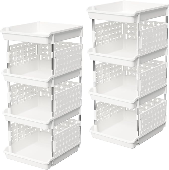 Lifewit 4 Tier Plastic Stackable Storage Baskets by Lifewit