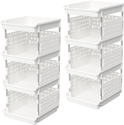 Lifewit 4 Tier Plastic Stackable Storage Baskets by Lifewit