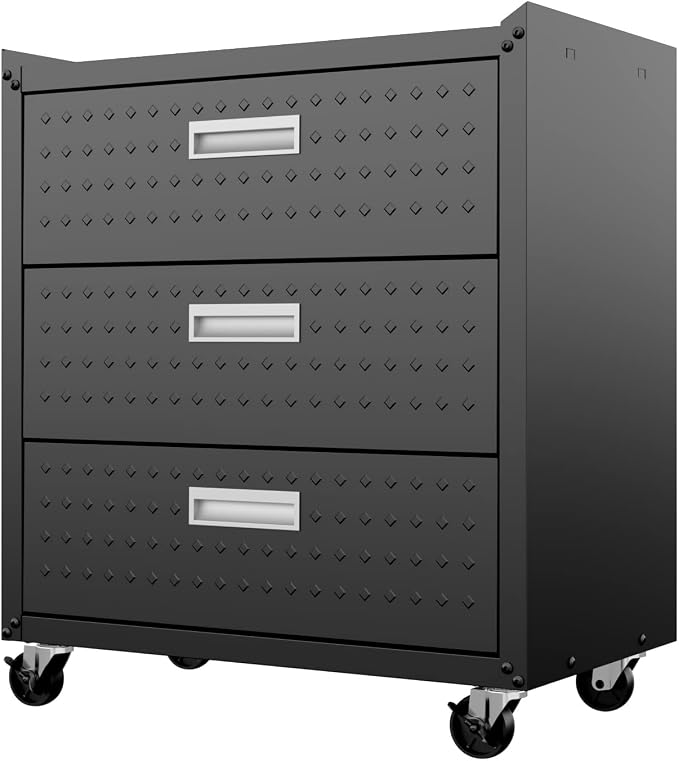Manhattan Comfort Fortress 31.5-Inch Rolling Garage Tool Chest, 3-Drawer - Image 7