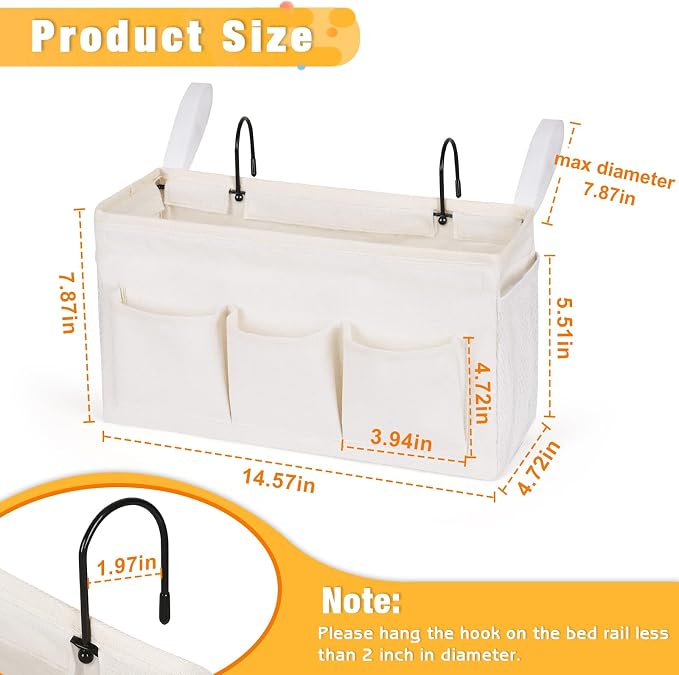 Bedside Caddy Organizer with Fixed Straps and Water Bottle Holder - Image 3