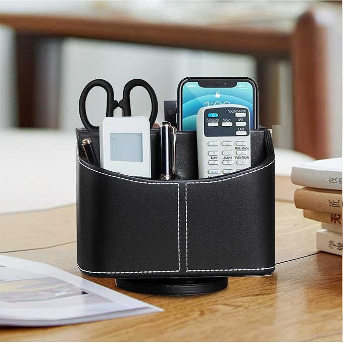 Leather 360° Spinning Remote Control Holder, Pencil Pen Holder - Image 5