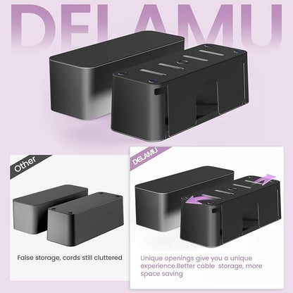 DELAMU 2 Pack Black Cable Management Box Cord Hider Box, Large Power Cord - Image 5