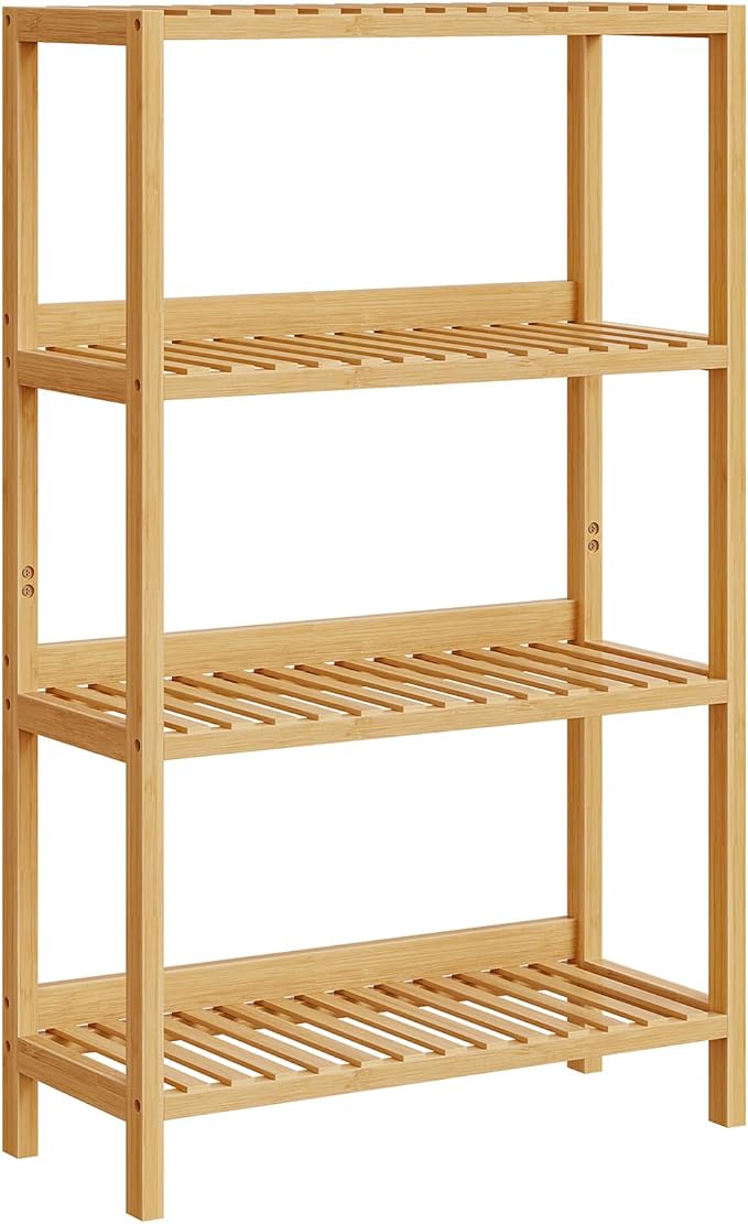 HOOBRO Bamboo Storage Shelf, 4-Tier Freestanding Shelving Unit, 23.6 x 10.2 x by HOOBRO