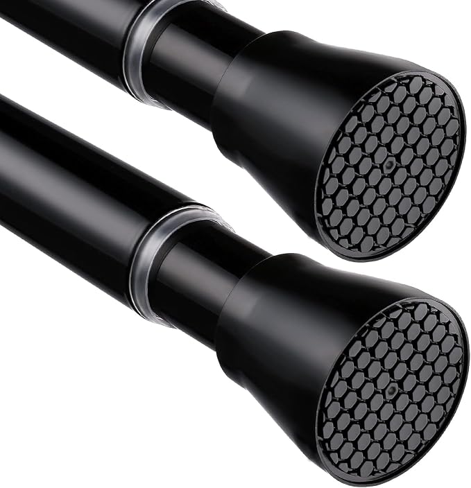 2 Pack Black Shower Curtain Rod 45 to 77 Inch, Shower Rods by MEXAUSPRINGCURTAINRODS