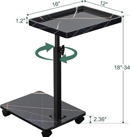 C Table End Table Adjustable Height, 360°Swivel TV Tray Table - Image 2