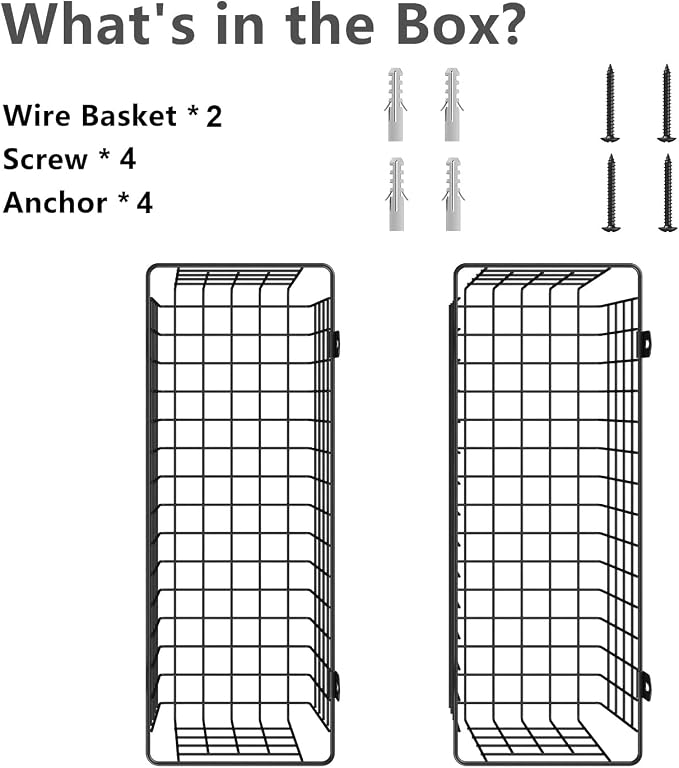MaraFansie Wire Basket 2-Pack Hanging Wall Organizer Cabinet Storage Basket - Image 5