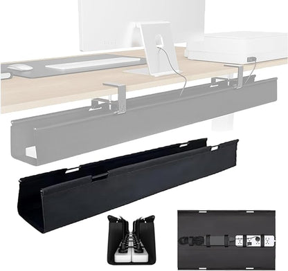 No Drill Under-Desk Cable Management Tray, Desktop Cable Organizer, Fabric by BGGJJ