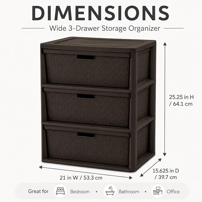 Wide 3-Drawer Plastic Storage Tower - Image 2