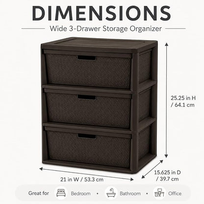 Wide 3-Drawer Plastic Storage Tower - Image 2