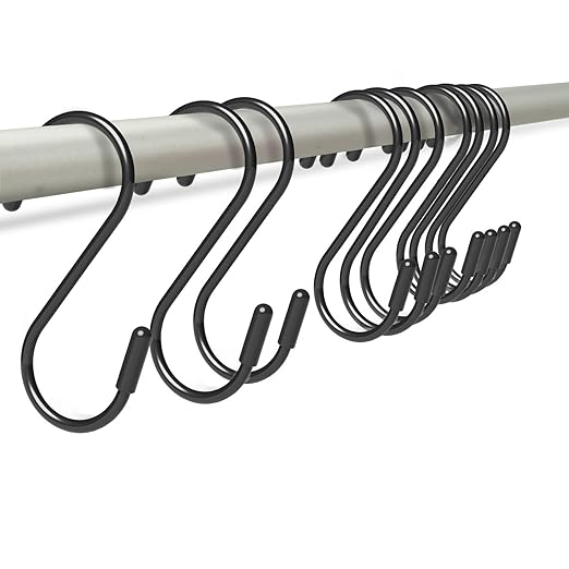 Heavy Duty Metal S-Hooks for Hanging, 3 Inch 10 Pack Vinyl Coated S Hooks for by HEDGBOBO