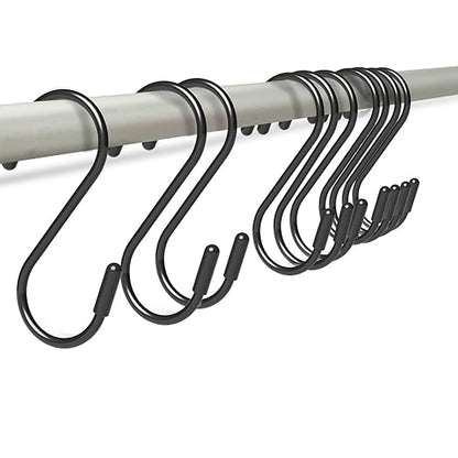 Heavy Duty Metal S-Hooks for Hanging, 3 Inch 10 Pack Vinyl Coated S Hooks for by HEDGBOBO