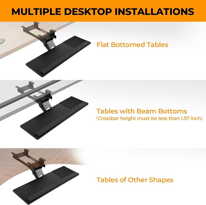 Keyboard Tray - Under Desk Keyboard Tray， 360° Adjustable Slide Out Keyboard - Image 6