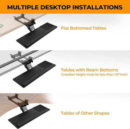 Keyboard Tray - Under Desk Keyboard Tray， 360° Adjustable Slide Out Keyboard - Image 6