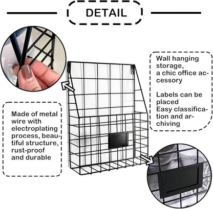 Hanging Wall File Rack 1Pack Office Hanging Magazine Rack Metal Mail Organizer - Image 3