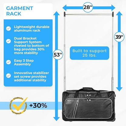 Travolution Dance Bag with Garment Rack, 24 Inch Rolling Duffel With Wheels - Image 5