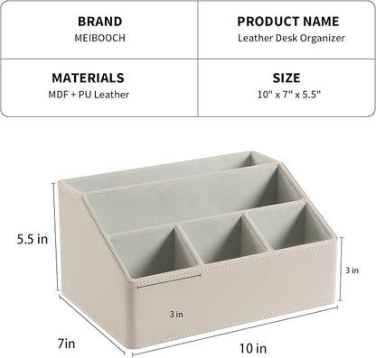 PU Leather Desk Organizer, Luxury Remote Control Holder - Image 4