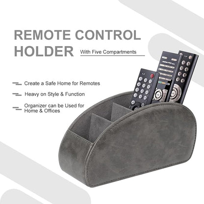 TV Remote Control Holder with 5 Compartments, Pu Leather Remote Caddy/Tray - Image 3