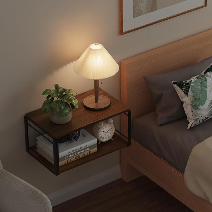 Floating Nightstand, Wood Bedside Shelf Wall Mounted Nightstand, Floating - Image 6