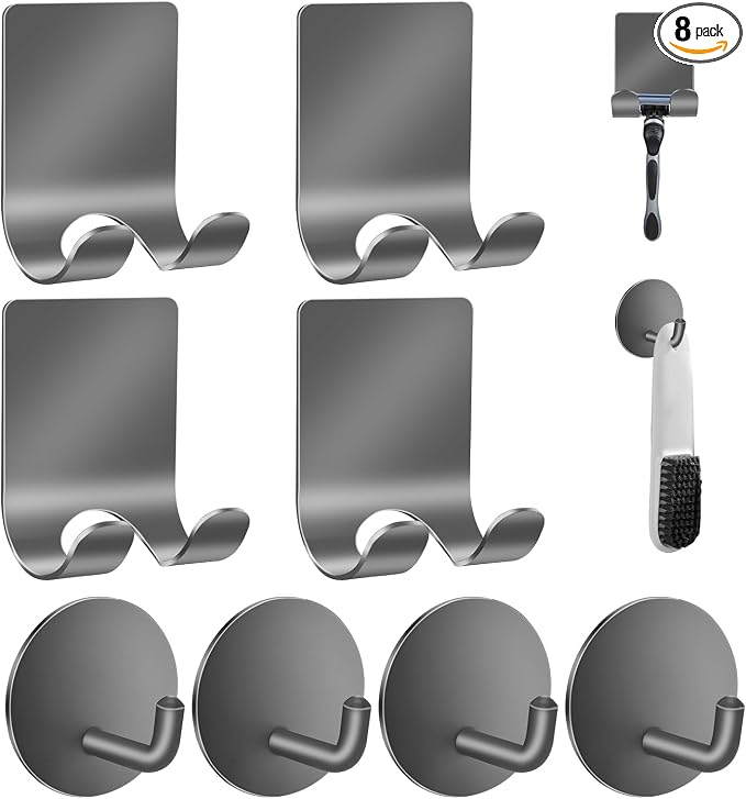 Diesisa Razor Holder for Shower + Adhesive Wall Hooks, Premium 304 Stainless by Home