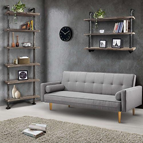 Industrial Pipe Shelves Rustic Modern 24"W Wood Ladder Bookcase - Image 8