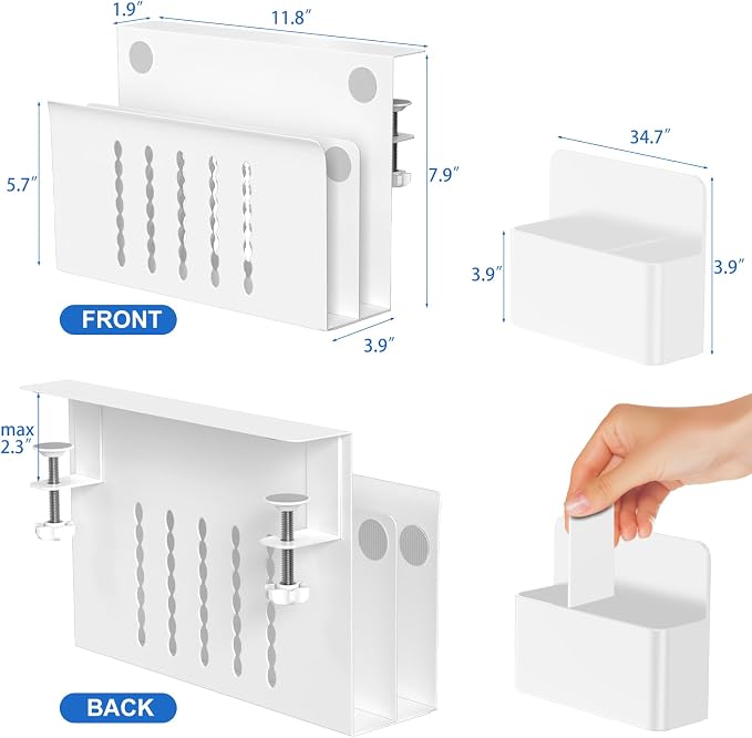 HAMOPY Desk Side Storage, 2 Tier Steel Hanging Desk Organizer - Image 3