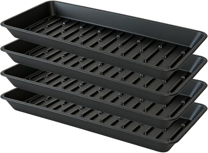 4 Pack Plastic Plant Tray Saucer Rectangular 17 18 Inch, Planter Trays Saucers by Afrine