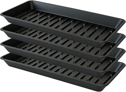 4 Pack Plastic Plant Tray Saucer Rectangular 17 18 Inch, Planter Trays Saucers by Afrine