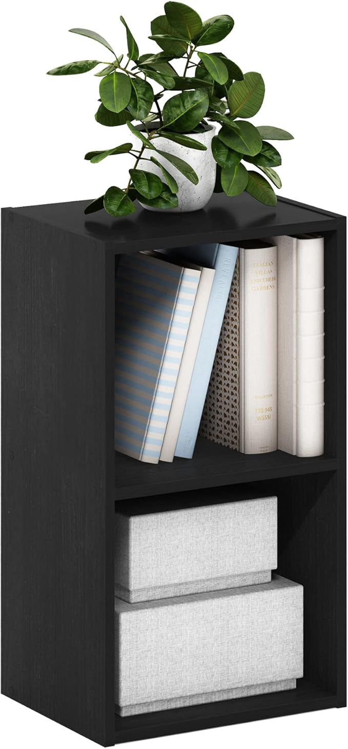 Furinno PASIR Book Shelf, 2-Tier Modern Bookshelf, Open Shelves Cube Bookcase by Furinno-FitsYourSpaceFitsYourBudget