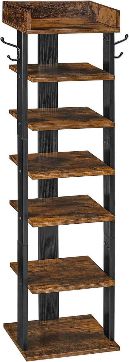 HOOBRO Vertical Shoe Rack for Front Door Entryway, 7 Tier Wooden Shoe Storage by HOOBRO