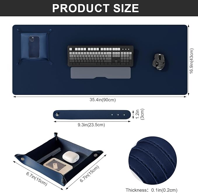 DAWNTREES Dual Sided Desk Mat, Leather Desk Pad, Cork Desk Mat Protector - Image 3