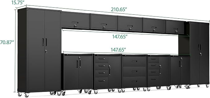 12-Piece Heavy Duty Steel Garage Cabinet System | All-in-One Modular Garage - Image 2