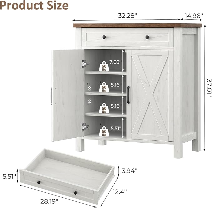 Farmhouse Shoe Storage Cabinet, 5-Tier High Boots Organizer - Image 2