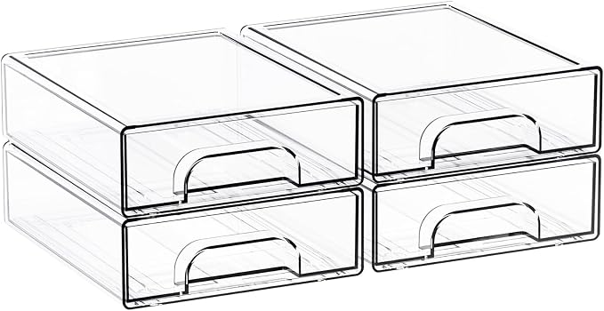 2.2'' High Small Clear Stackable Storage Drawers, 4 Pack Desk Organization and - Image 9