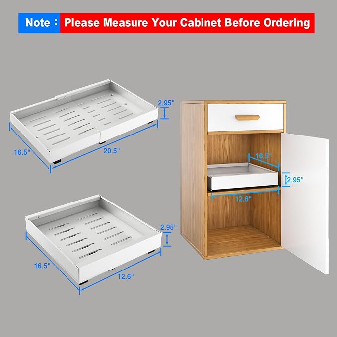 Mustorn 2 Pack Pull Out Cabinet Organizer, Expandable Slide Out Drawers - Image 2
