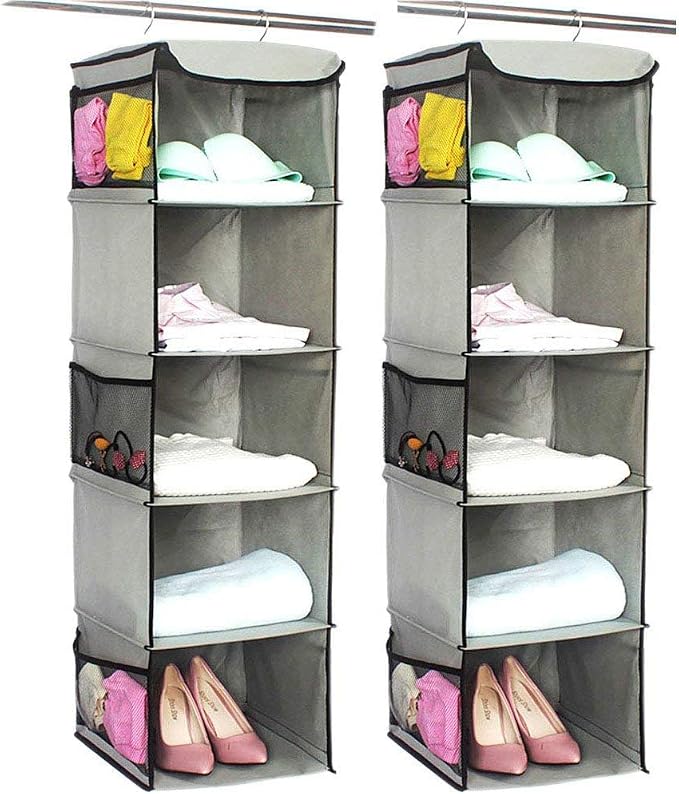BrilliantJo 5 Shelves Hanging Closet Organizer, 2 Pack Hanging Storage by BrilliantJo