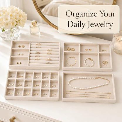 4 Pack Stackable Jewelry Organizer Tray Set - Image 2