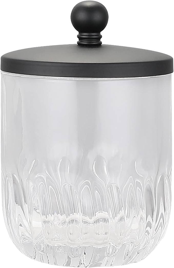 Glass Jar with Metal Lid for Bathroom Organization, Q Tips, and Small by IndecorHome