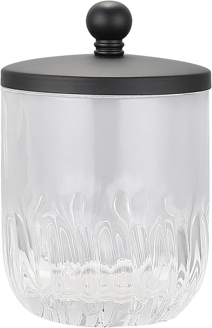 Glass Jar with Metal Lid for Bathroom Organization, Q Tips, and Small by IndecorHome