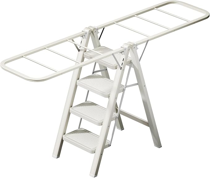 Multi-Functional 5 Step Ladder Used as Clothes Drying Rack, Sturdy Carbon Steel by WelcomeToOQY