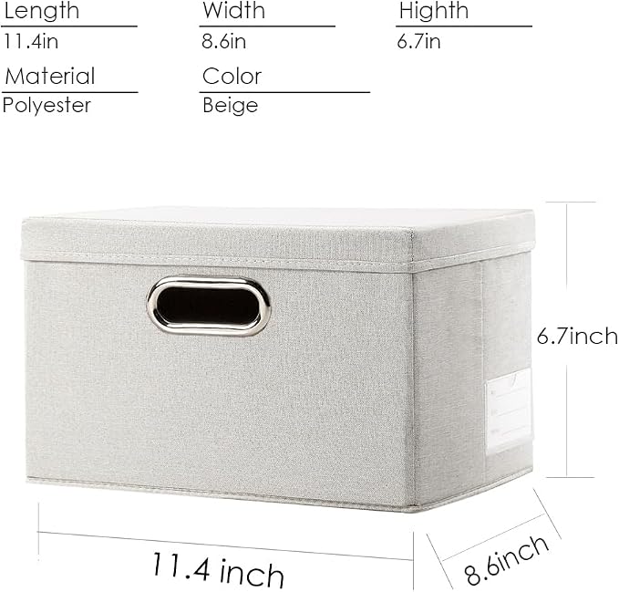 PRANDOM Storage Bins with Lids Linen Fabric Foldable Storage Boxes Organizer - Image 2
