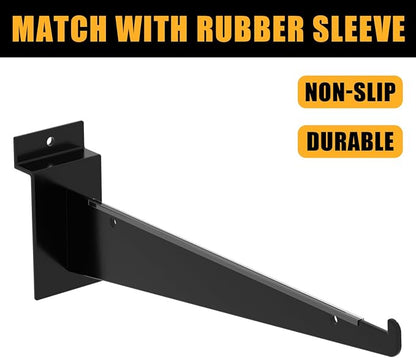 10" Black Slat Wall Shelf Brackets, Floating Metal Slat Wall Accessories - Image 2