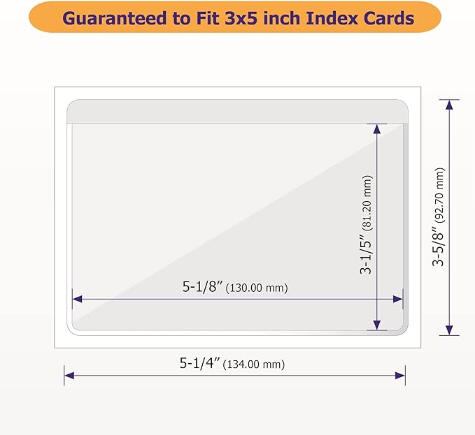 Clear Adhesive 3" x 5" Index Card Pockets, Labels Holders, 50 Pack | Top Open - Image 3