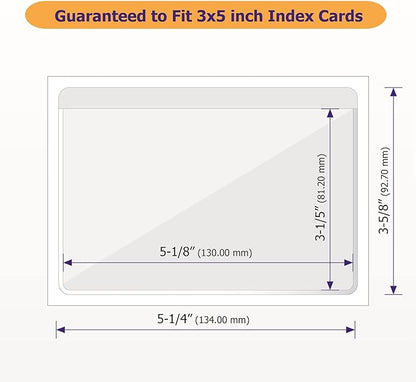 Clear Adhesive 3" x 5" Index Card Pockets, Labels Holders, 50 Pack | Top Open - Image 3