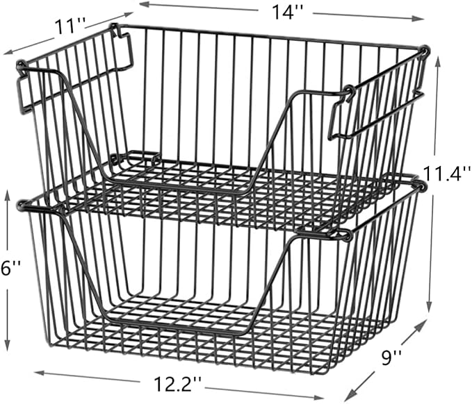 Slideep Wire Storage Baskets, Freezer Baskets Farmhouse Stackable Organizer - Image 6