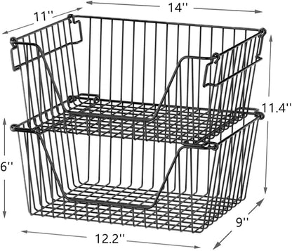 Slideep Wire Storage Baskets, Freezer Baskets Farmhouse Stackable Organizer - Image 6