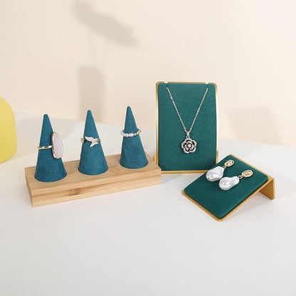 GemeShou Green Necklace display stand, Velvet Jewelry necklace display holder - Image 3