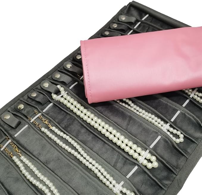 Portable Jewelry Roll Untangled Secure Necklace Travel Storage Bag Displays - Image 8