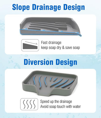 3-Pack Silicone Soap Dish, Sponge Holder - Image 5